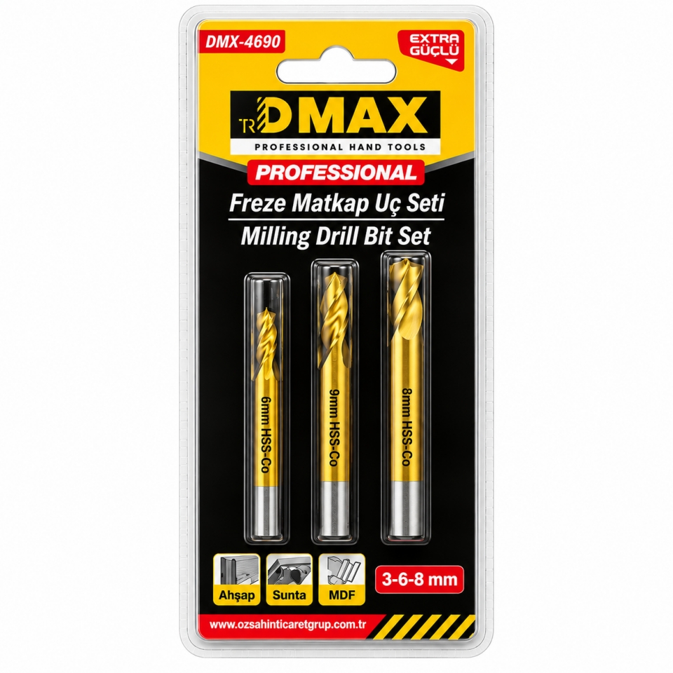 DMAX FREZE MATKAP UCU SETİ 3 PARÇA DMX4690