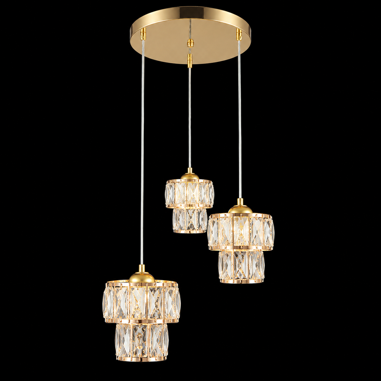 AVİZE KUPA GOLD ÜÇLÜ SARKIT LED