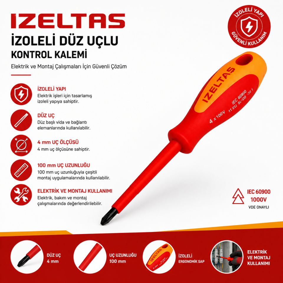 İZELTAŞ ELEKTRİKÇİ İZOLELİ DÜZ TORNOVİDA 4X100