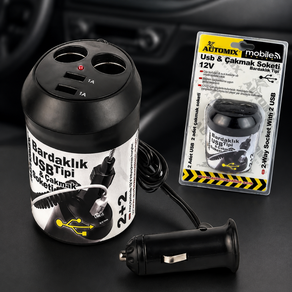 AUTOMİX USB VE ÇAKMAK SOKETİ 12V