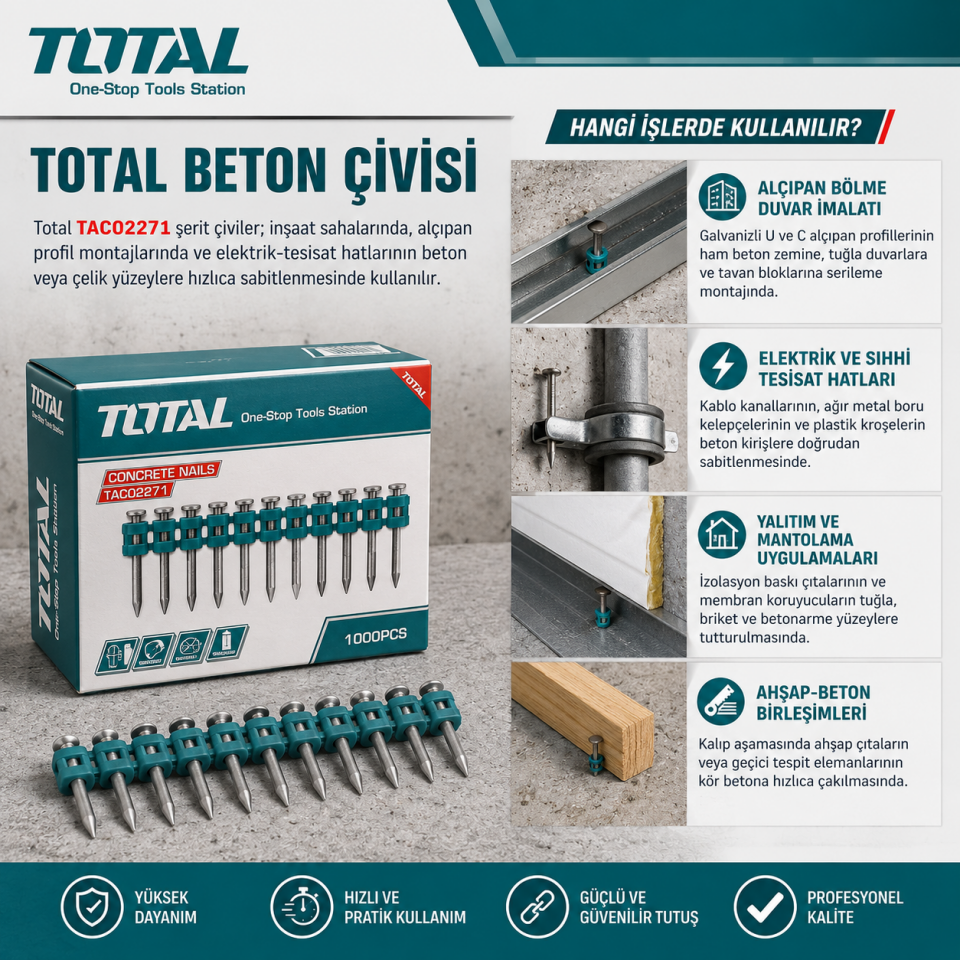 TOTAL ÇİVİ TABANCASI BETON ÇİVİSİ TAC02271