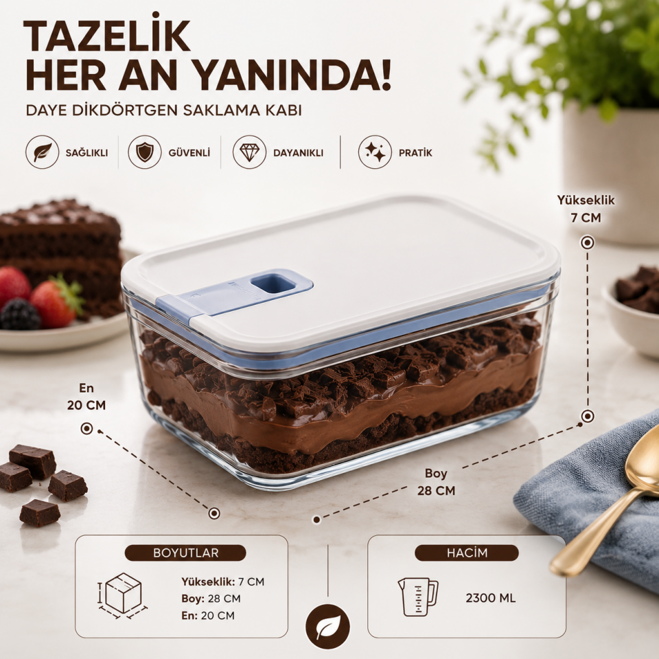NEOFLAM VAKUMLU CAM SAKLAMA KABI 2300ML