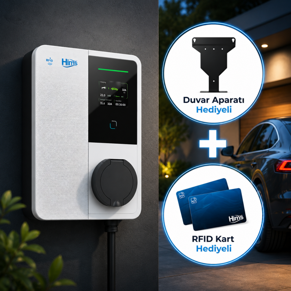 HIMS BİREYSEL DUVAR TİPİ ARAÇ ŞARJ CİHAZI HEVC-22 22 KW