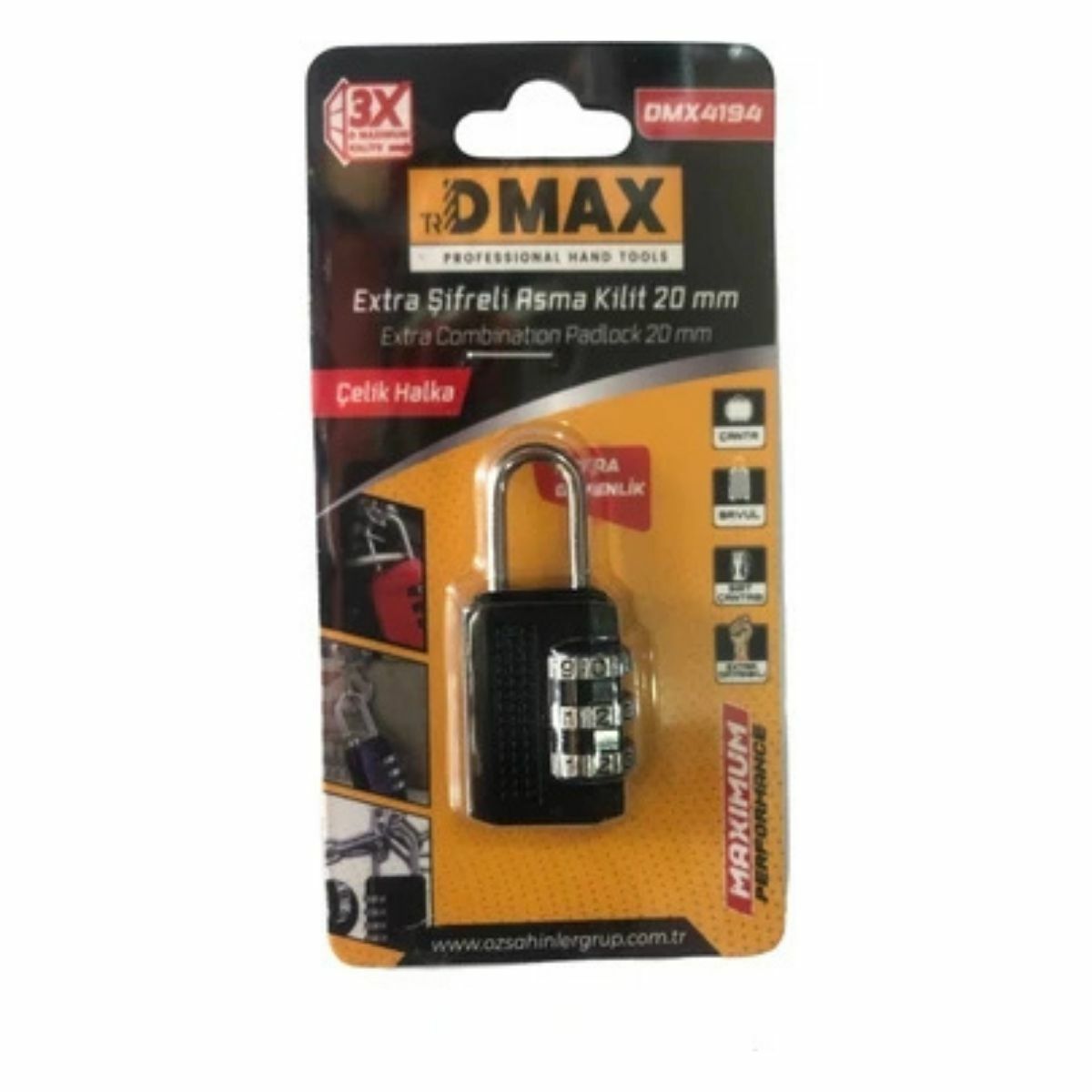 DMAX ASMA KİLİT ŞİFRELİ 20 MM DMX4194