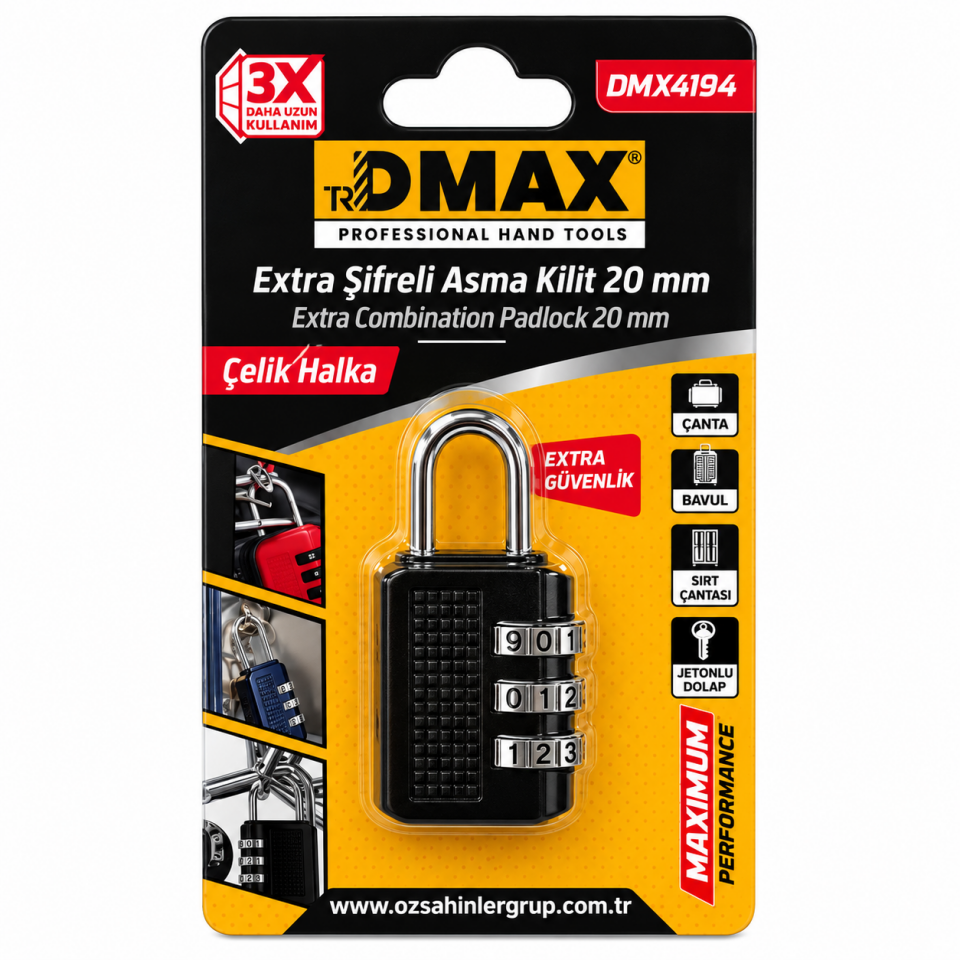 DMAX ASMA KİLİT ŞİFRELİ 20 MM DMX4194