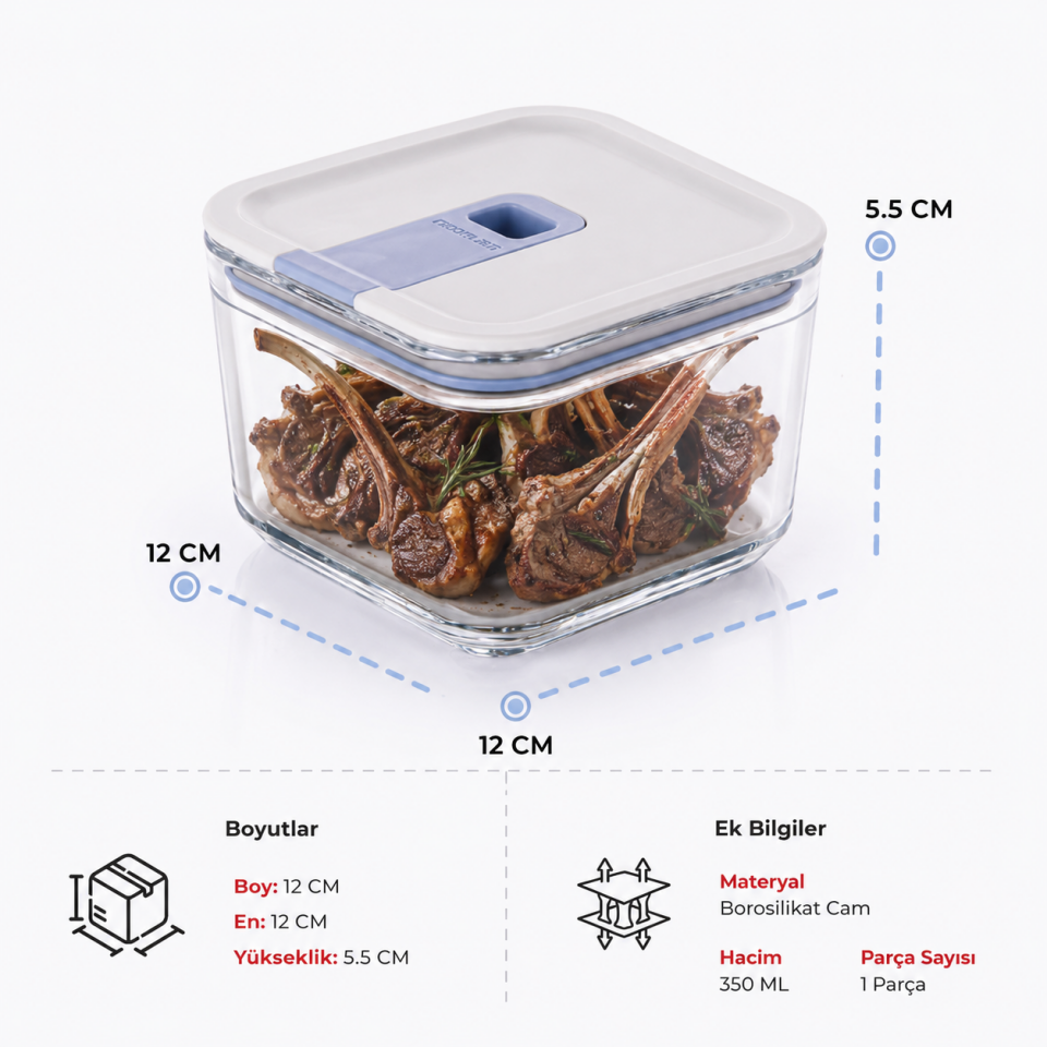 NEOFLAM VAKUMLU CAM SAKLAMA KABI KARE 350ML