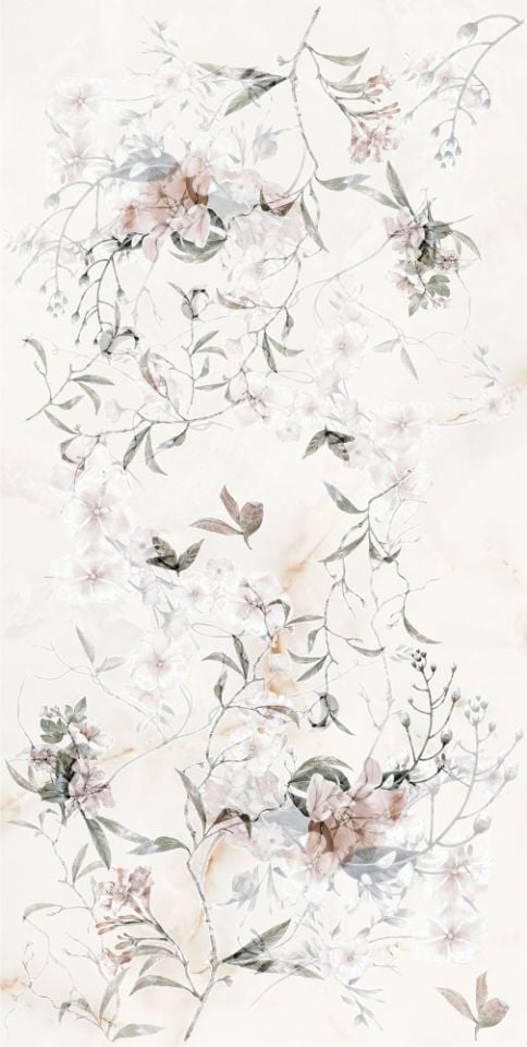 30X60 ANGORA BONE FLORAL RELIEF MOTIF