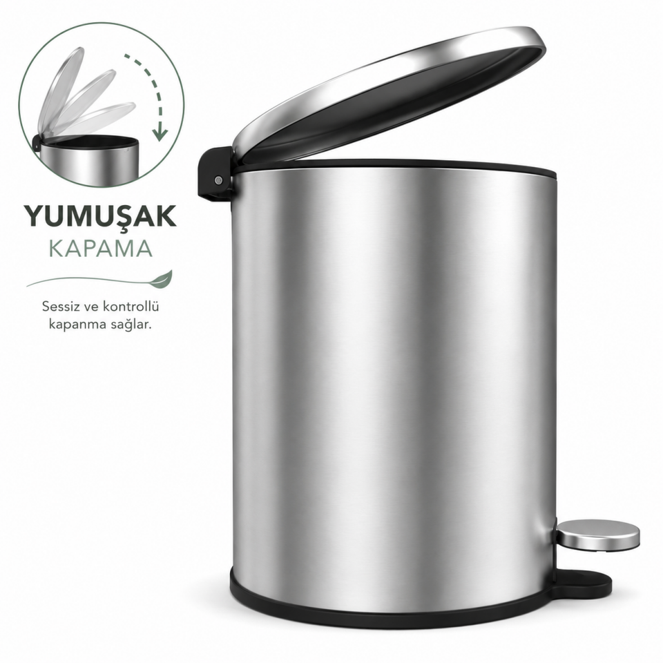PRİMANOVA CİGO PEDALLI ÇÖP KOVASI 3 LT METAL BEJ M-MK01-09-09