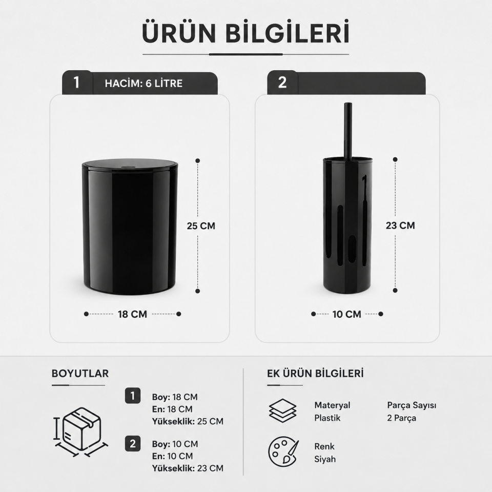 PRİMANOVA FLORES 2 Lİ BANYO SETİ SİYAH MSAS1806