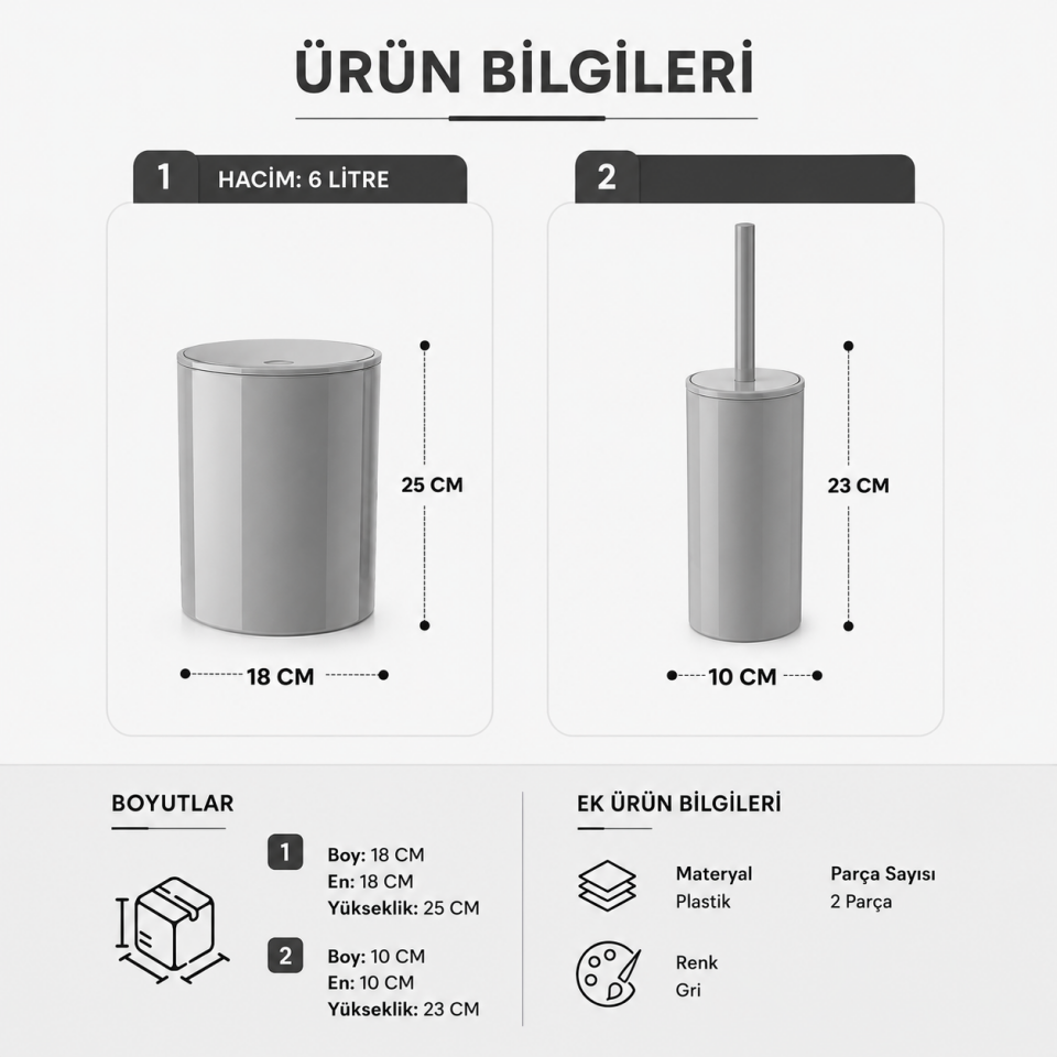 PRİMANOVA FLORES 2 Lİ BANYO SETİ GRİ MSAS1807