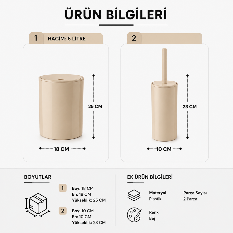 PRİMANOVA FLORES 2 Lİ BANYO SETİ BEJ MSAS1808