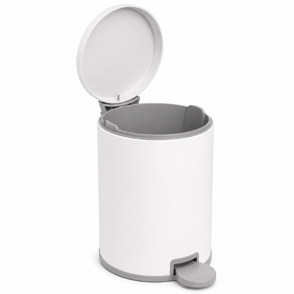 PRİMANOVA CİGO PEDALLI ÇÖP KOVASI 3 LT METAL BEYAZ-GRİ M-MK01-01-07