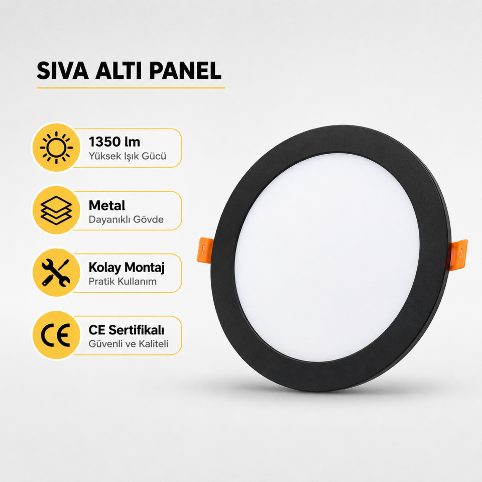 NOAS 18W S.A.YUV SLİM SİYAH LED PANEL G.IŞIĞI
