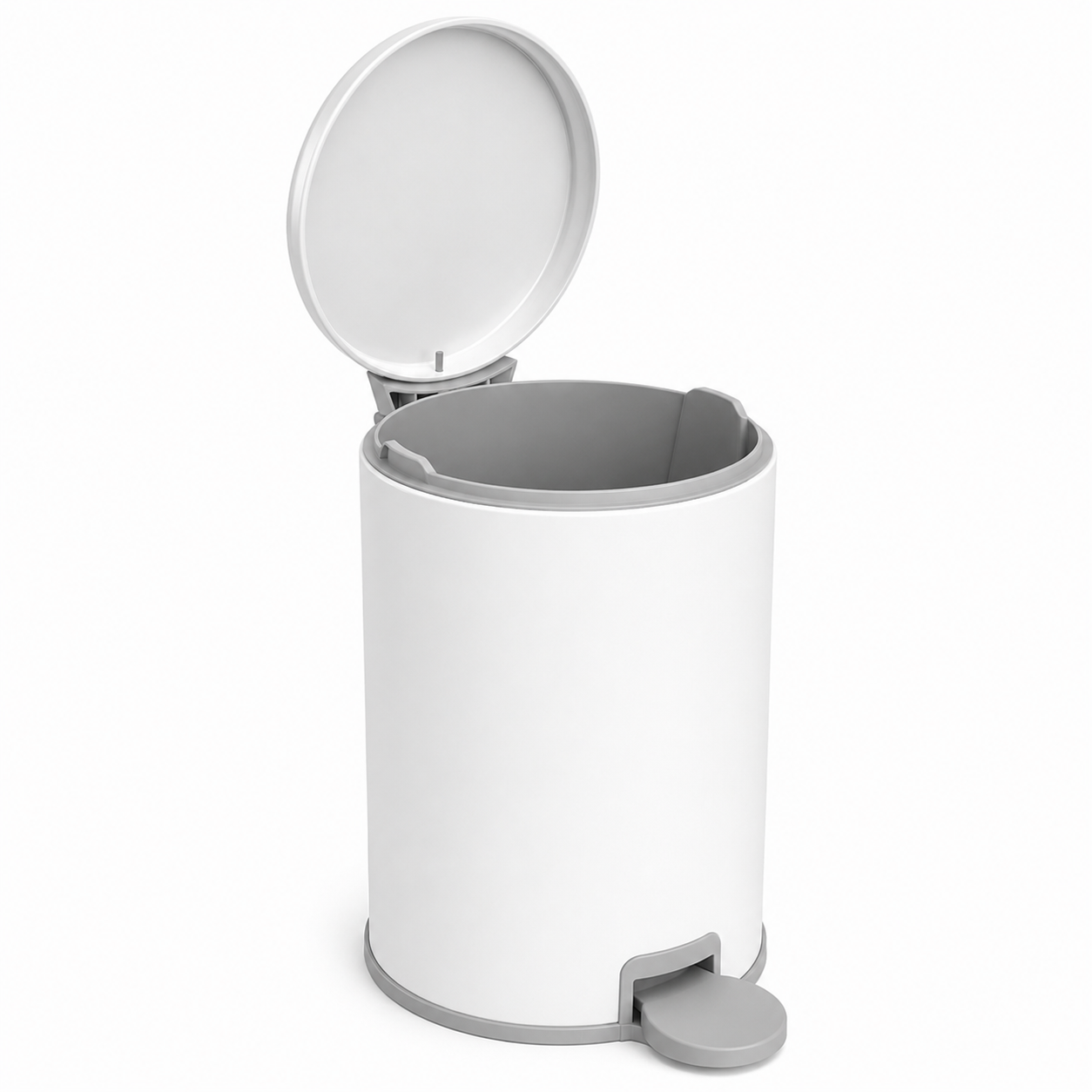 PRİMANOVA CİGO PEDALLI ÇÖP KOVASI 3 LT METAL M.BEYAZ-GRİ