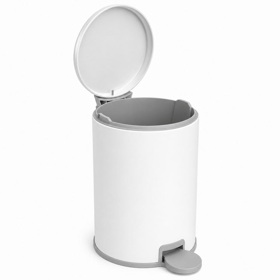 PRİMANOVA CİGO PEDALLI ÇÖP KOVASI 3 LT METAL M.BEYAZ-GRİ