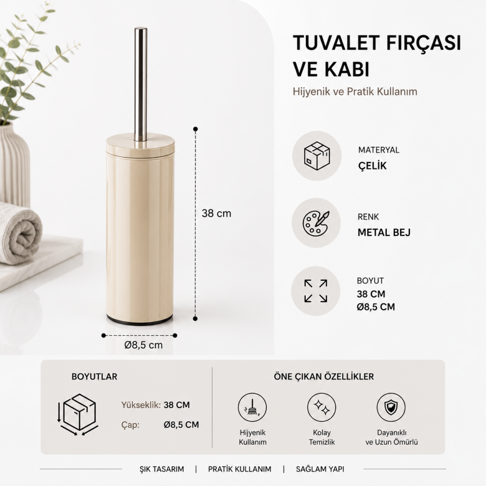 PRİMANOVA CİGO EKO.WC TUVALET FIRÇASI METAL BEJ M-E98-09
