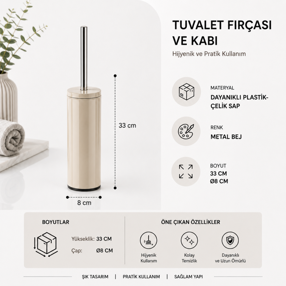 PRİMANOVA CİGO EKO.WC TUVALET FIRÇASI METAL BEJ M-E98-09