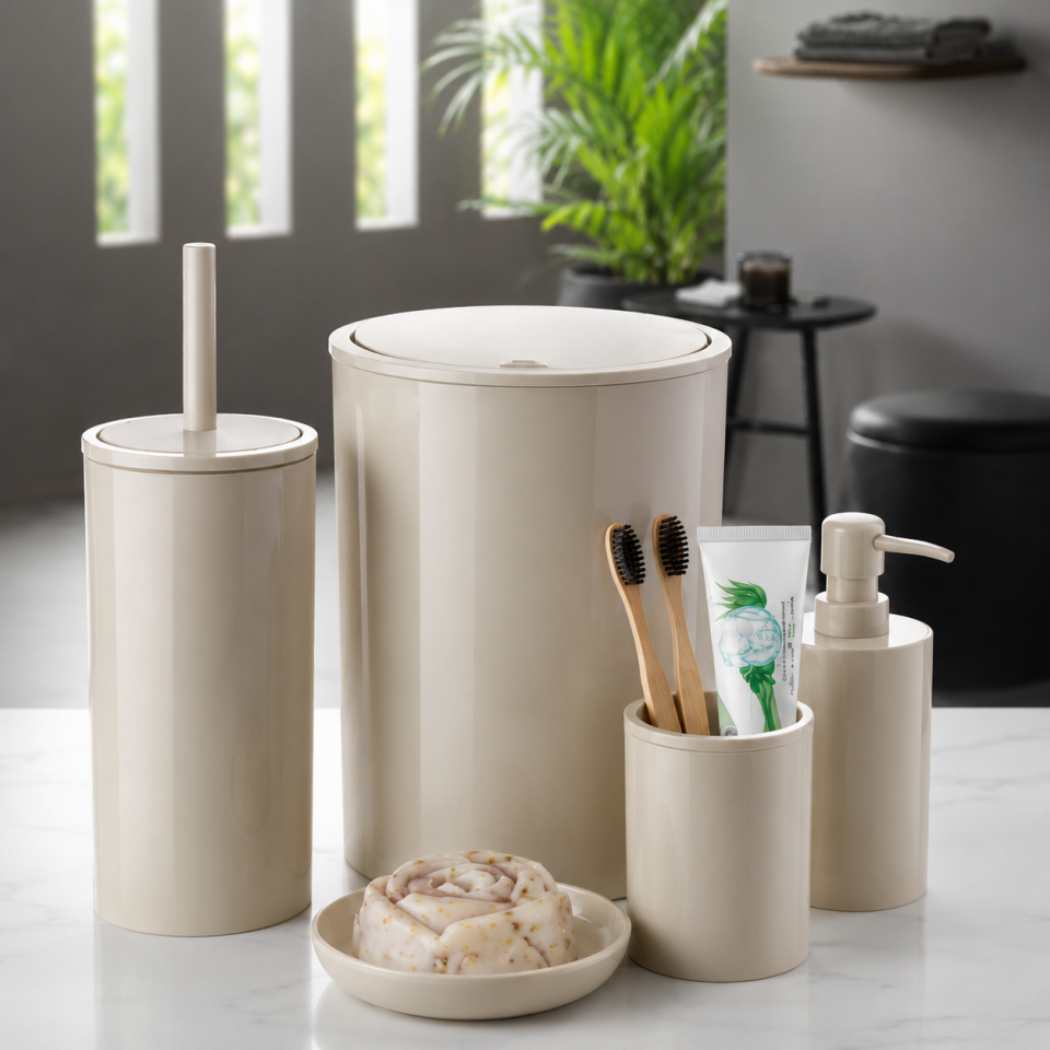 PRİMANOVA FLORES 5 Lİ BANYO SETİ BEYAZ MSAS1701