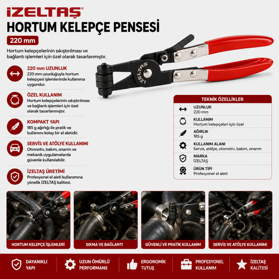İZELTAŞ HORTUM KELEPÇE PENSESİ 220 MM