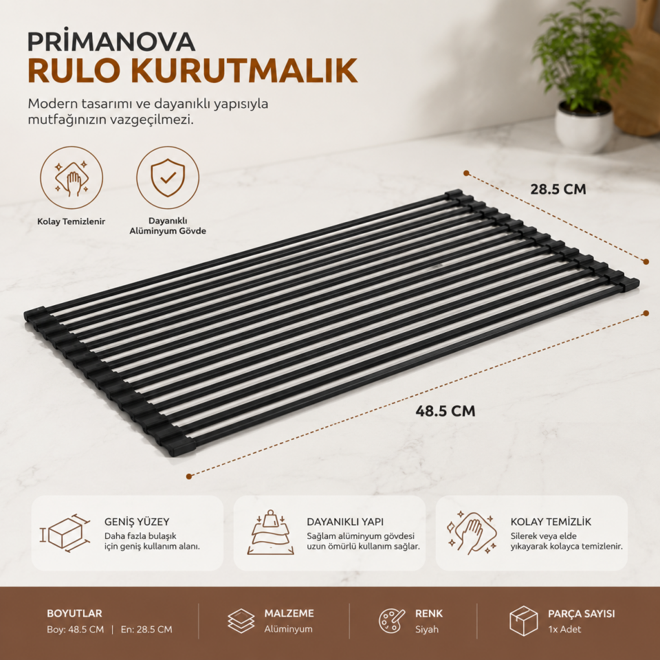 PRİMANOVA LAVABO ÜSTÜ KATL.MUTFAK RAFI SİYAH M-E63-06
