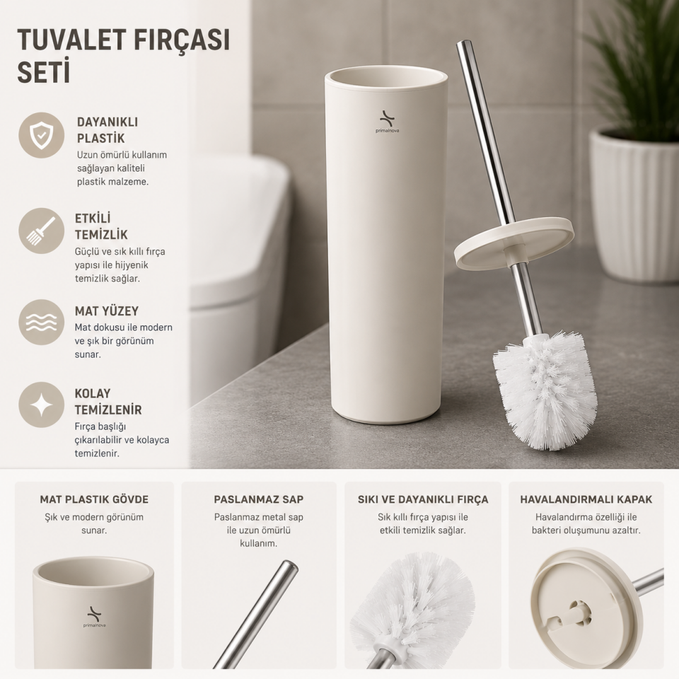 PRİMANOVA CİGO WC TUVALET FIRÇASI M.BEJ M-E42-09-09M
