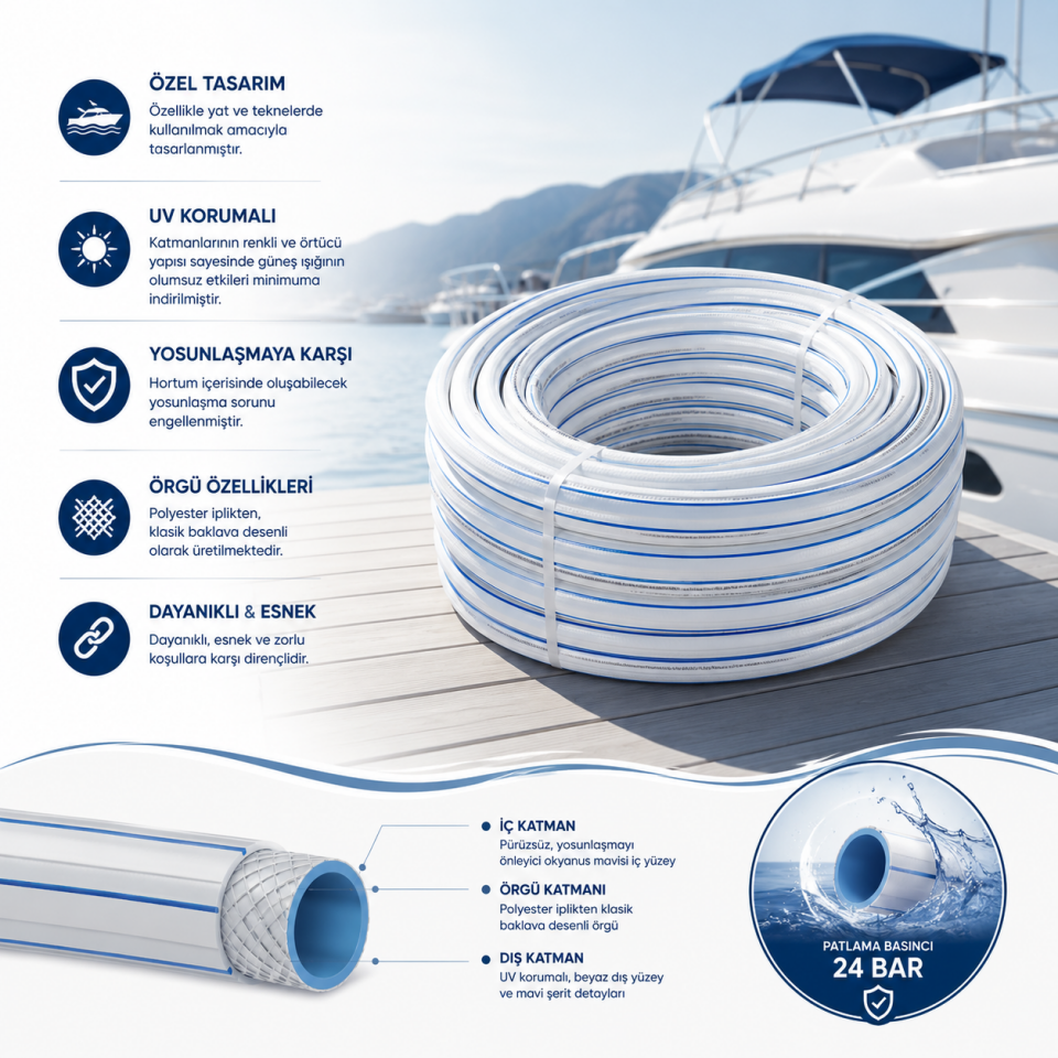 GÜVEN PLASTİK 1/2 MARİN HORTUM 50 MT