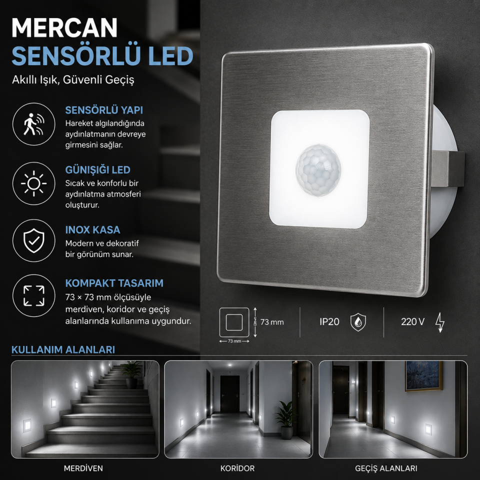 AKVİVA 60802 MERCAN SENSÖRLÜ ARM KARE BEYAZ