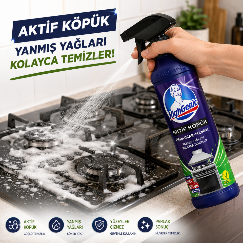 HİGHGENİC AKTİF KÖPÜK FIRIN OCAK TEMİZLEYİCİ 750 ML