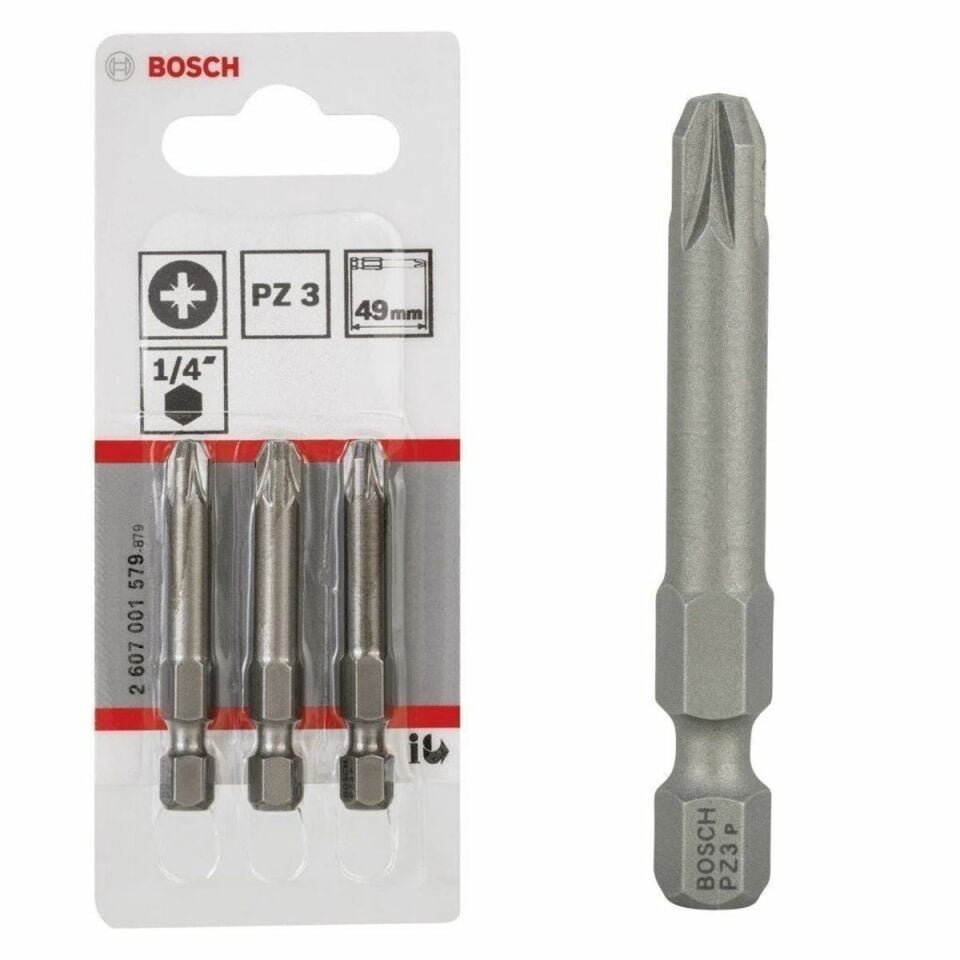 BOSCH BITS UÇ EXTRAHARD PZ3 49MM 3 LÜ SET 2607001579