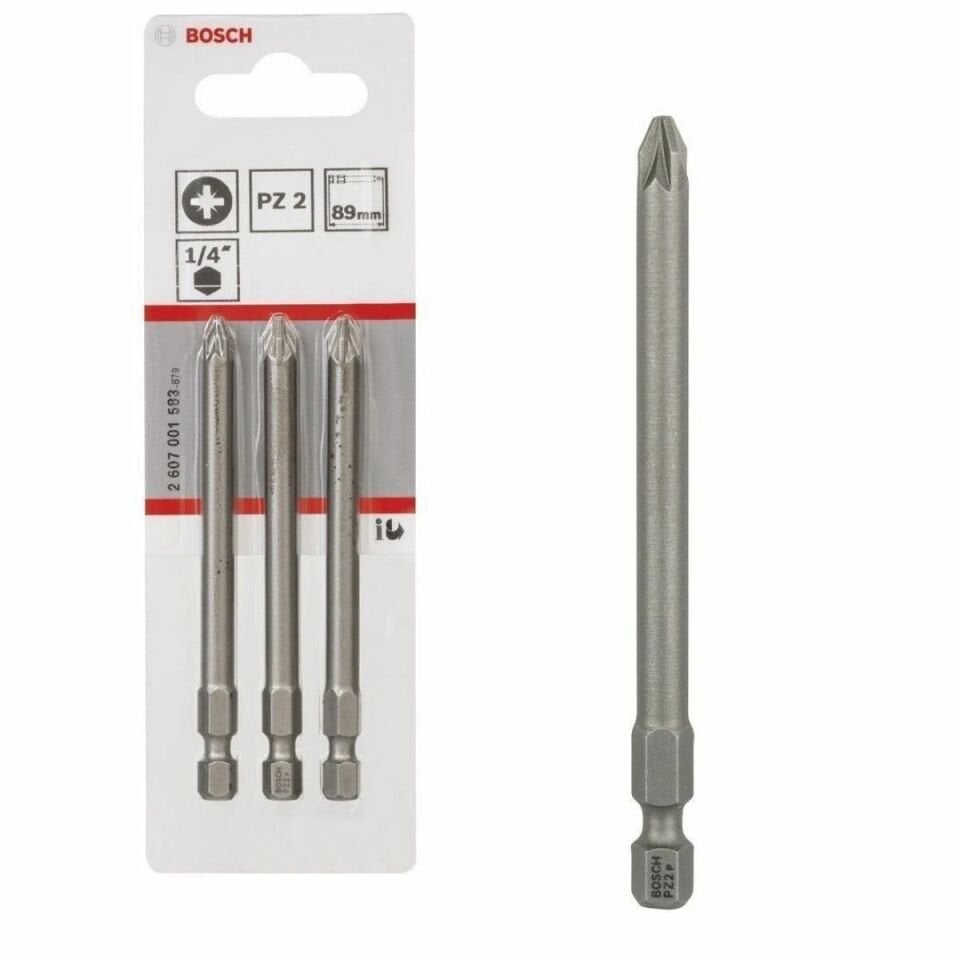 BOSCH BITS UÇ EXTRAHARD PZ2 89MM 3 LÜ SET 2607001583