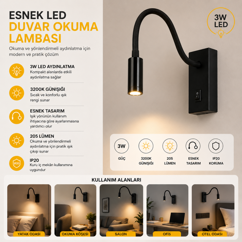 CATA BAYKUŞ LEDLİ APLİK 3W CT-5232