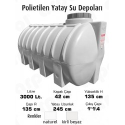 SU DEPOSU 3000 LT.POLYETİLEN 140X242