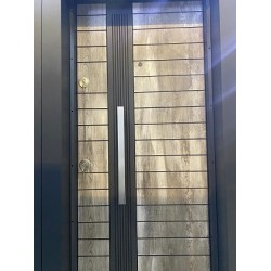 ÇELİK KAPI HK-55 ÇİFT FİTİL LAMİNANT GRİ 4621-SOL