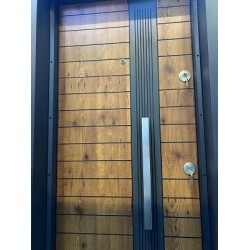 ÇELİK KAPI HK-63 ÇİFT FİTİL LAMİNANT KAHVERENGİ 4274 SAĞ
