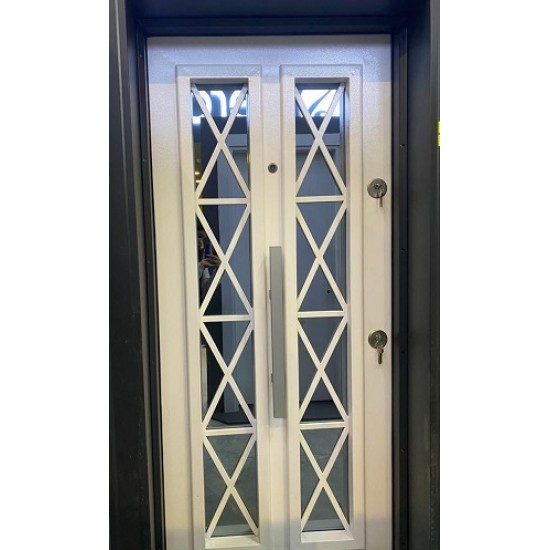 ÇELİK KAPI CAMLI ÇİFT FİTİL ÇİFT ÇAPRAZLI ANTRASİT KASA BEYAZ KAPI SOL ÇELİK KAPI CAMLI ÇİFT FİTİL ÇİFT ÇAPRAZLI ANTRASİT KASA BEYAZ KAPI SOL
