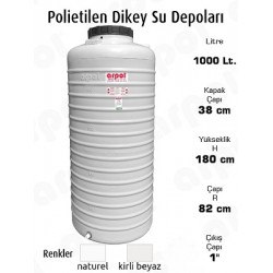 SU DEPOSU 1000 LT.POLYETİLEN DİKEY 82X190